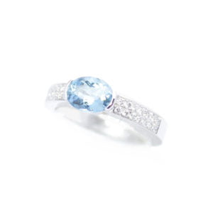 Gabriel Joaillier bague aigue-marine diamants or gris