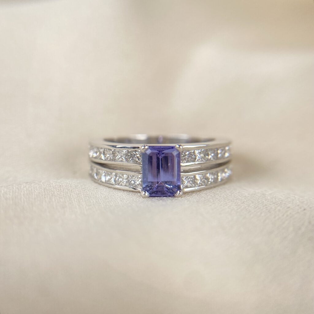 gabriel joaillier bague or blanc palladié tanzanite