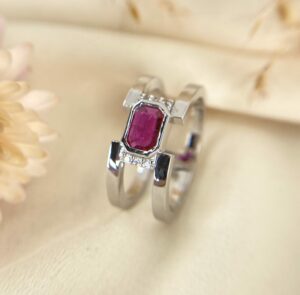 gabriel joaillier bague or blanc palladié 18carats rubis